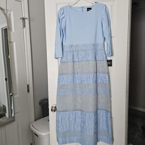 Bigio Chic Light Blue Lace Long Sleeve Dress Size 8